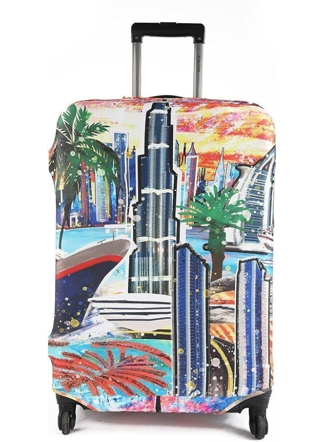 natOnat Travel Luggage Cover Protector - Suitcase Cover - Stretchy, Washable Spandex & Polyester - Protects Against Dirt & Scratches - Dubai Design - Fits 72-81 CM Height ( X Large ) - Image 1